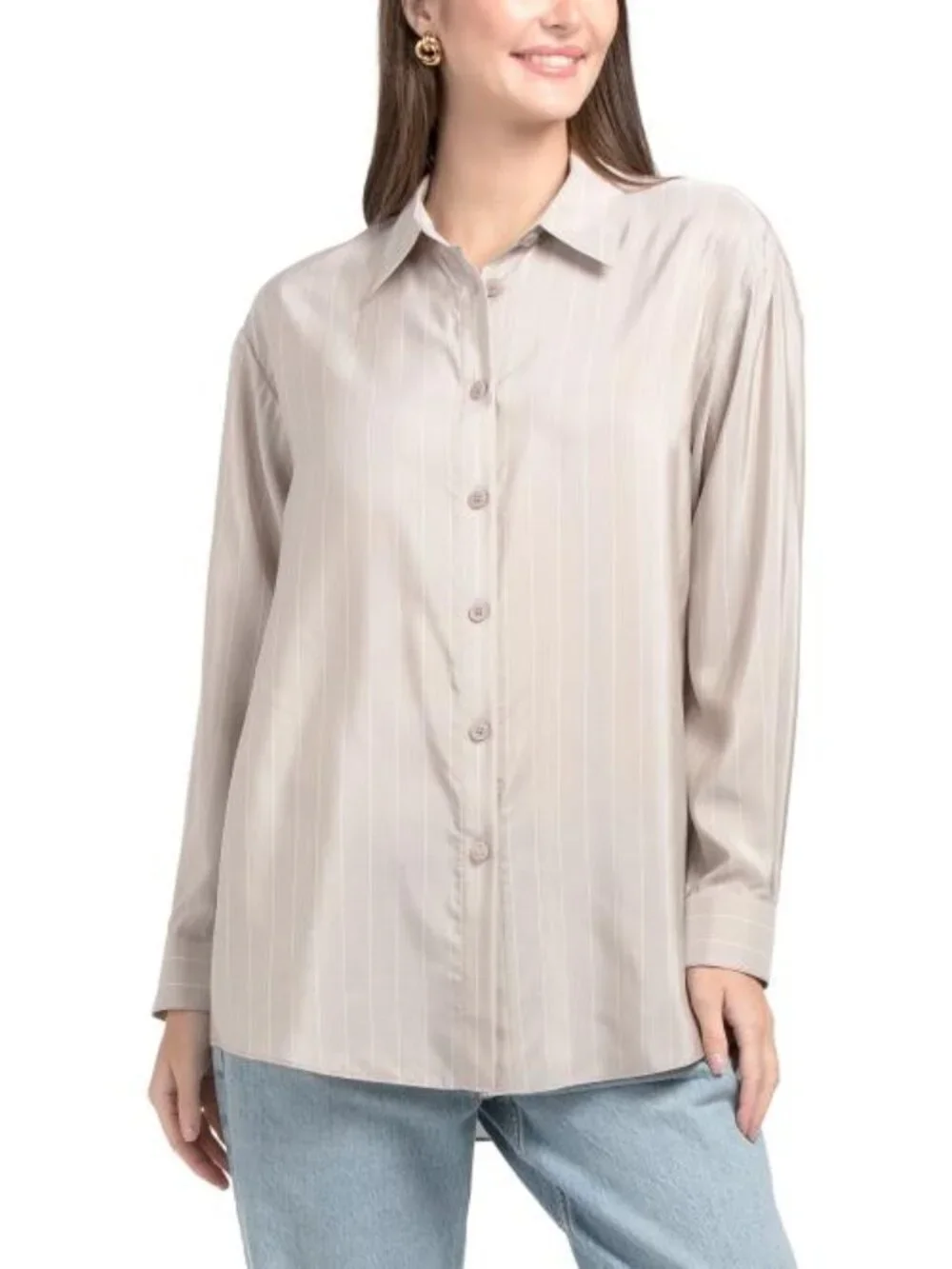 LAFAYETTE 148 NEW YORK Silk Boyfriend Oversized Shirt - Picture 1 of 3